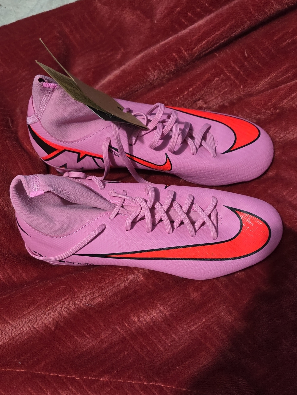 Nike Mercurial Vapor 16 Women's Pink Soccer Cleats with Coral Swoosh Accent